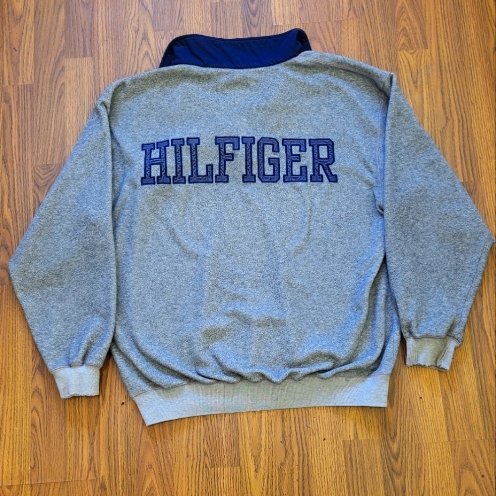Vintage Tommy Hilfiger Athletics 1/4 Zip Pullover Fleece Spell Out Large #6149 - Picture 8 of 10